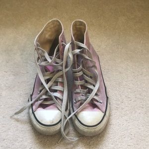 Light pink high top converse